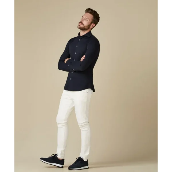 PP2HC10010_100 PROFUOMO Japanese Knit Overhemd PP2HC10010 Donkerblauw