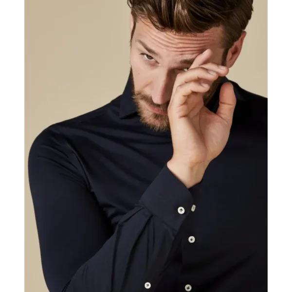 PP2HC10010_101 PROFUOMO Japanese Knit Overhemd PP2HC10010 Donkerblauw