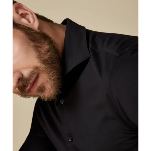 PP2HC10011_101 PROFUOMO Japanese Knit Overhemd PP2HC10011 Zwart