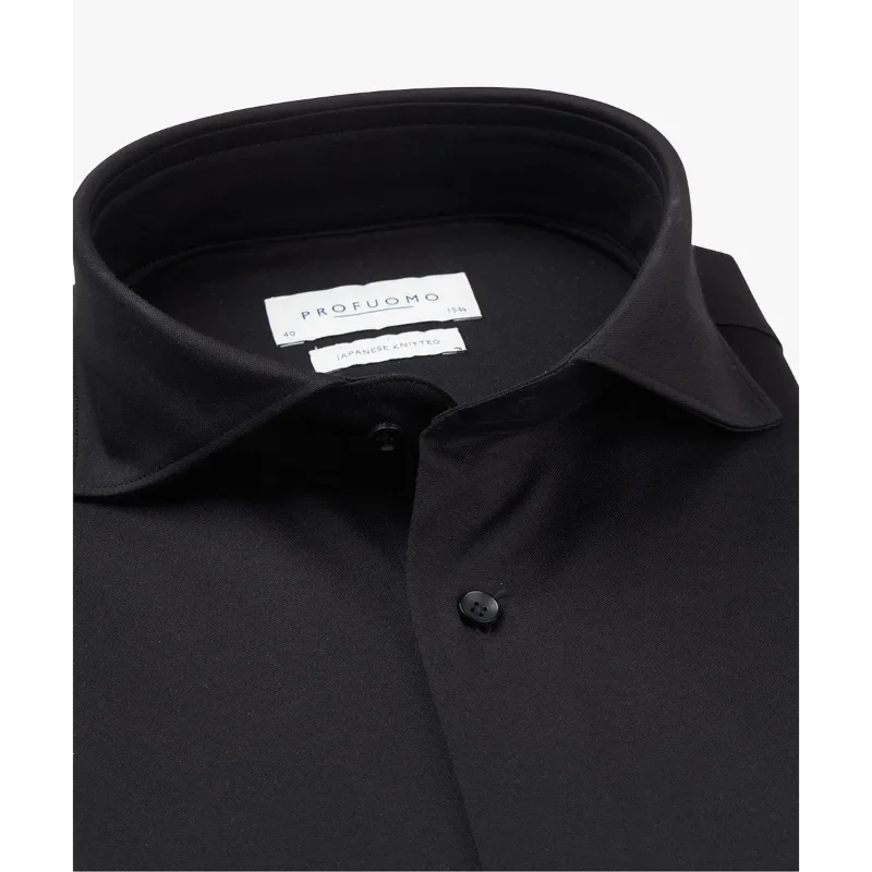 PROFUOMO Japanese Knit Overhemd PP2HC10011 Zwart