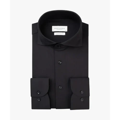 PROFUOMO Japanese Knit Overhemd PP2HC10011 Zwart