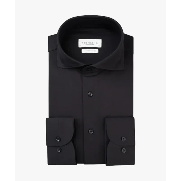 PP2HC10011_103_P PROFUOMO Japanese Knit Overhemd PP2HC10011 Zwart