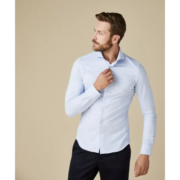 PP2HC10009_1 PROFUOMO Japanese Knit Overhemd PP2HC10009 Lichtblauw