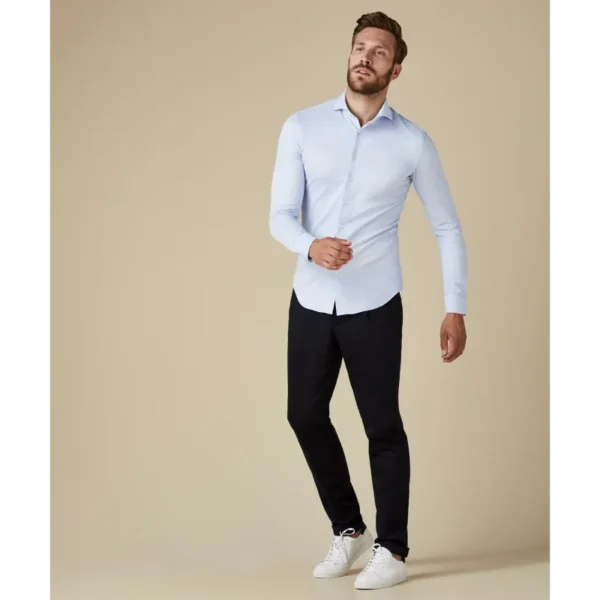 PP2HC10009_100 PROFUOMO Japanese Knit Overhemd PP2HC10009 Lichtblauw