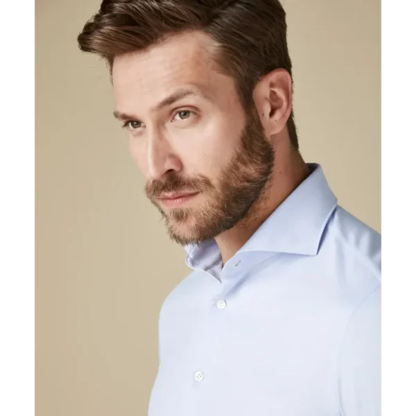 PP2HC10009_101 PROFUOMO Japanese Knit Overhemd PP2HC10009 Lichtblauw