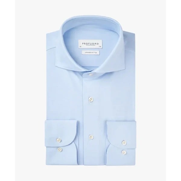 PP2HC10009_103_P PROFUOMO Japanese Knit Overhemd PP2HC10009 Lichtblauw