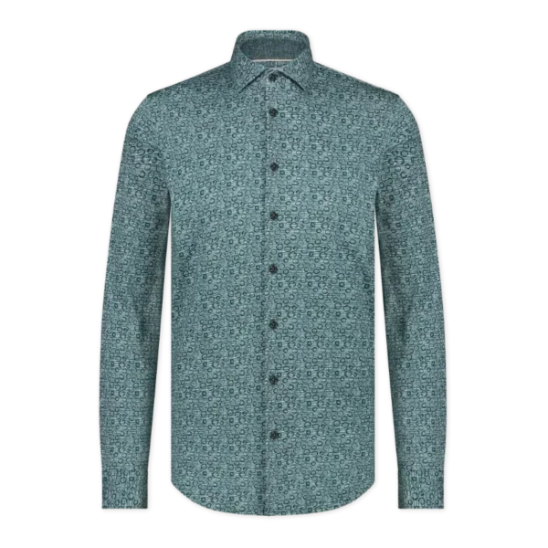 3103-32_green print_front Blue Industry Overhemd 3103.32 Groen