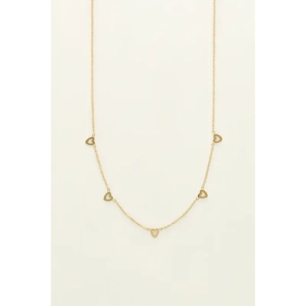 necklace-with-small-hearts-1 My Jewellery Ketting met drie hartjes MJ09230 Goud