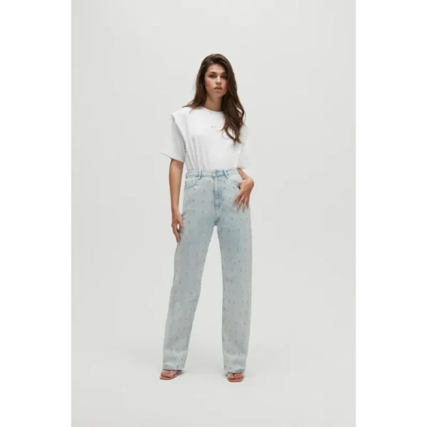 HOMAGE_SS24_H-CS24M16WideLegJeansWithStrass_169,99_H-CS24M81LogoTeeWithShoulderDetail_59,99-2040 Homage Jeans H-CS24M16 Light Blue
