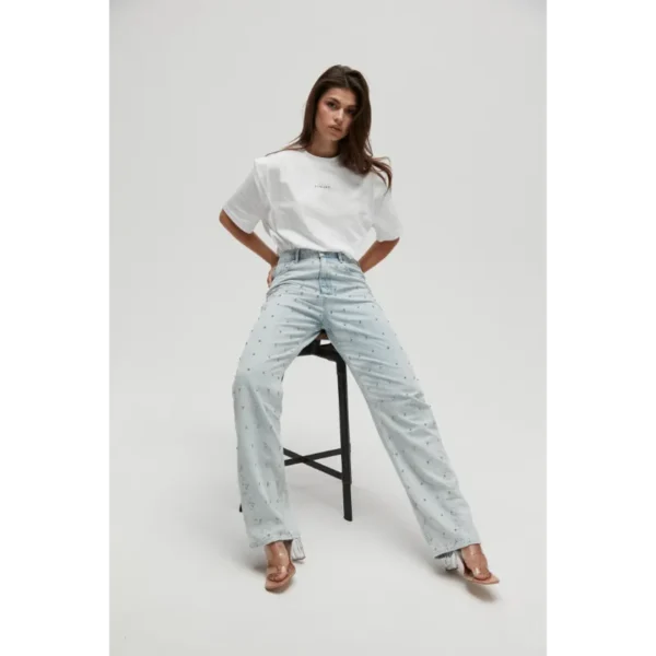 HOMAGE_SS24_H-CS24M16WideLegJeansWithStrass_169,99_H-CS24M81LogoTeeWithShoulderDetail_59,99(2) Homage Jeans H-CS24M16 Light Blue