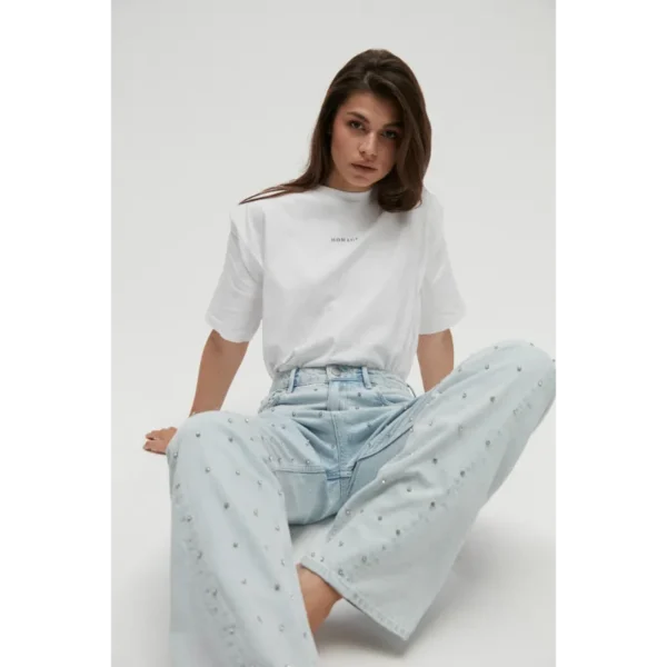 HOMAGE_SS24_H-CS24M16WideLegJeansWithStrass_169,99_H-CS24M81LogoTeeWithShoulderDetail_59,99(3) Homage Jeans H-CS24M16 Light Blue