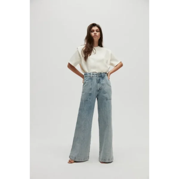 HOMAGE_SS24_H-CS24M21PalazzoJeansWithBigPockets_139,99_H-CS24M76TopWithShoulderDetail_79,99-2016 Homage Jeans H-CS24M21 Palazzo Vintage Blue