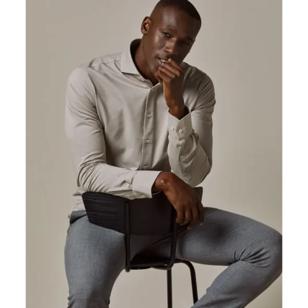 PP2H00008B_100 Profuomo Japanese Knit Overhemd PP2H00008b Beige