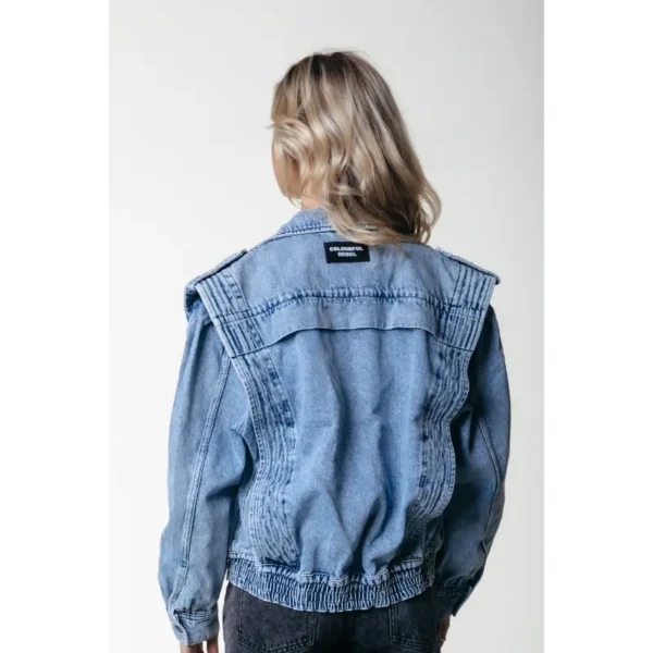 WO115506-564-Lightbluedenim-19091 Colourful Rebel Denim Jack WO115506 Blauw