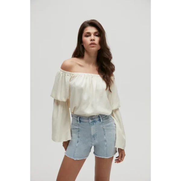 HOMAGE_SS24_H-CS24M104ShortsWithCutseamDetails_79,99_H-CS24M58ColoredOffShoulderTop_109,99 Homage Short H-CS24M104 Blauw