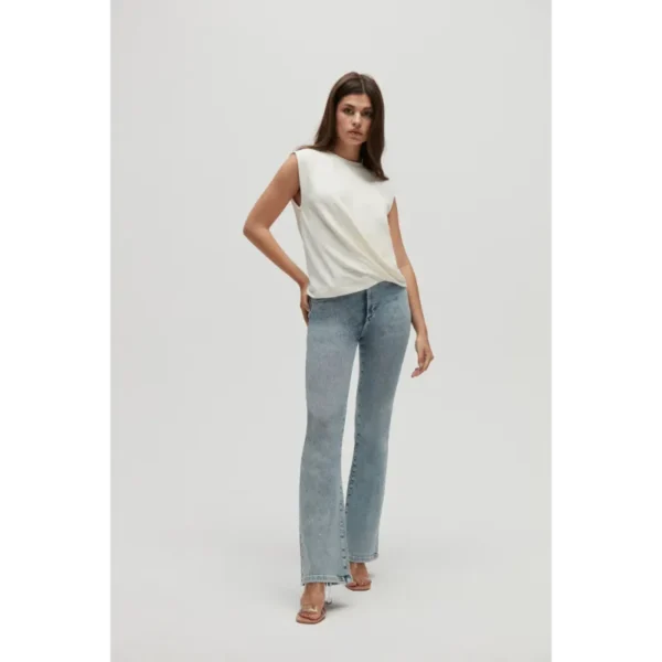 HOMAGE_SS24_H-CS24M113Jane-FlaredJeans_109,99_H-CS24M77StructuredTopWithKnotDetail_69,99-2019 Homage Jeans H-CS24M113 Jane Washed Blue