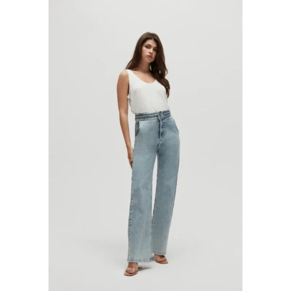 HOMAGHomage Jeans H-CS24M98 Coated Denim BlueE_SS24_H-CS24M98WideLegJeansWithBeltDetail_139,99 Homage Jeans H-CS24M98 Coated Denim Blue