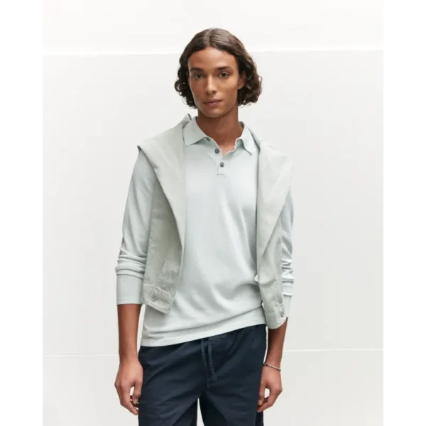 24010102-8100-MintGreen-7202 The Goodpeople Polo Lange Mouw Kai 24010102 Groen