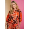 Geisha Blouse 43208-20 Black/coral