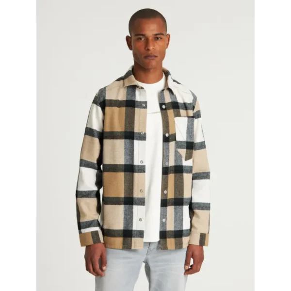 6112358032-E20_chasin_front_1 Chasin Overshirt 6112358032 E20 Beige