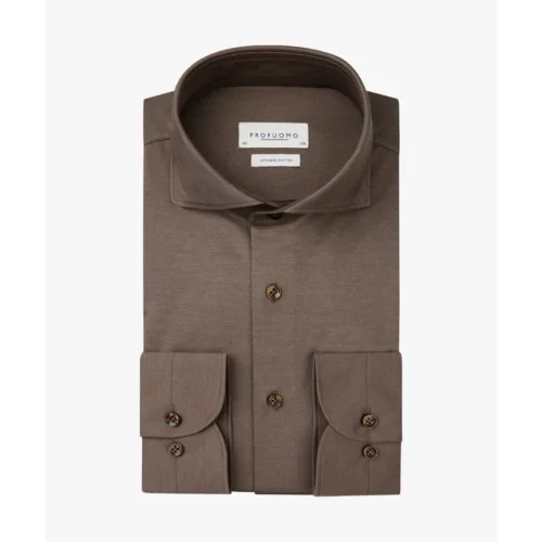 Profuomo Japanese Knit Overhemd PPVH30044C Taupe
