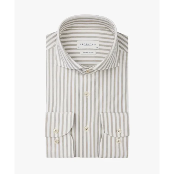 PPVH30045B Profuomo Japanese Knit Overhemd PPVH30045B Zand