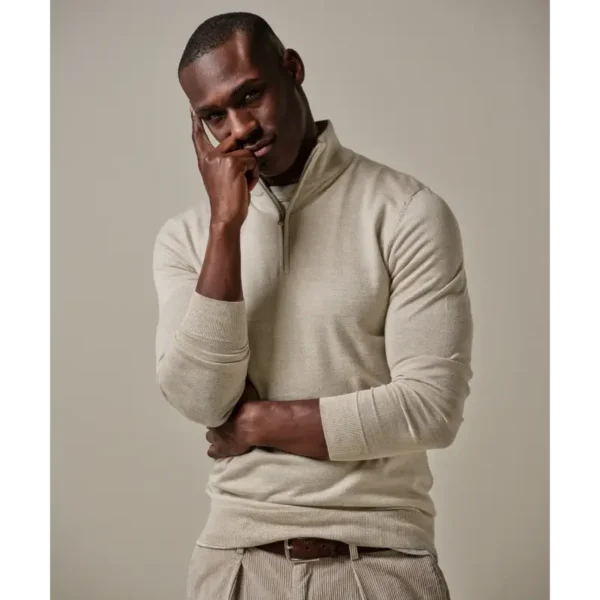 PPVJ30003I_100 Profuomo Trui Merino PPVJ30003I Beige