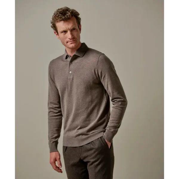 PPVJ30034E_100 Profuomo Luxury Polo PPVJ30034e Bruin