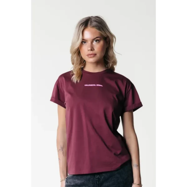 WT116138-645-PortRed-21463 Colourful Rebel T-Shirt WT116138 Rood