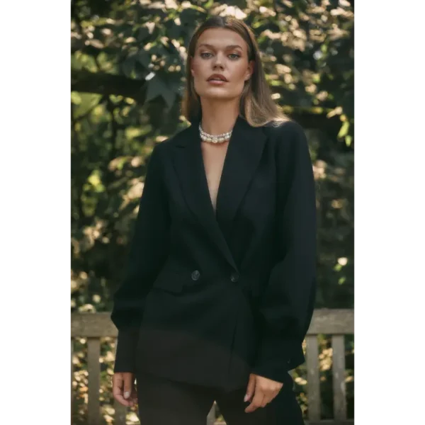 LavinaPuffBlazer-Black-PernillePants-Black Freebird Blazer Lavina Zwart
