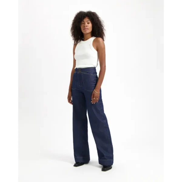 2024303-19-Rinse-11061 Kuyichi Jeans Farrah 2024303 Donkerblauw