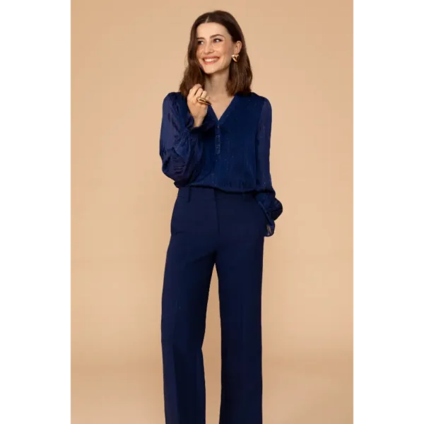 Freebird-Ico_winter-2024_1743_Borret-Wv-Jaquard-Lurex-24-4_2 Freebird Blouse Borret Donkerblauw