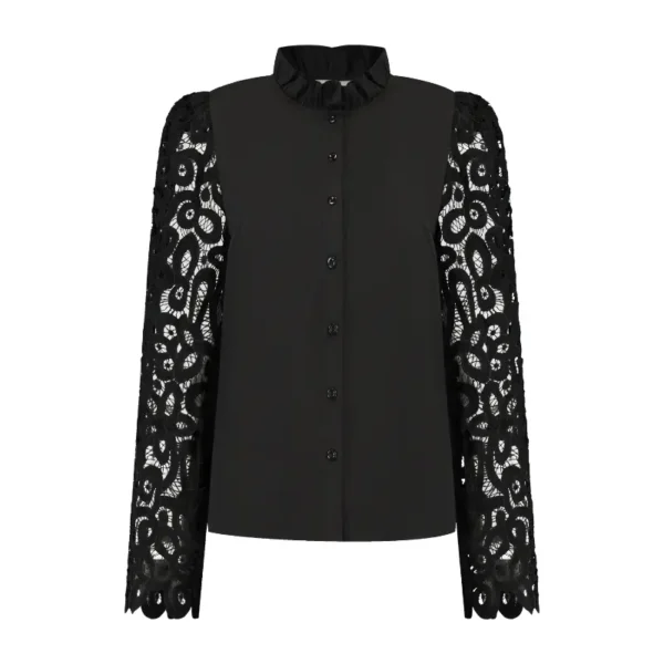 Hope Blouse_Black_Front Studio Amaya Blouse Hope Zwart