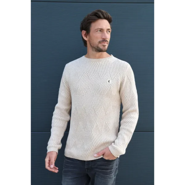 KNJEFF_LINEN_4 Kultivate Trui Jeff 2401040800 Off-White