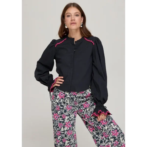 LILY-LS-BLACK-1 Harper&Yve Blouse Lily DW24C600 Zwart