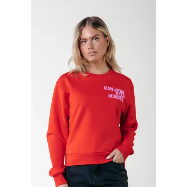 WS416206-651-ScarletRed-21833 Colourful Rebel Sweater Puff Logo WS416206 Rood