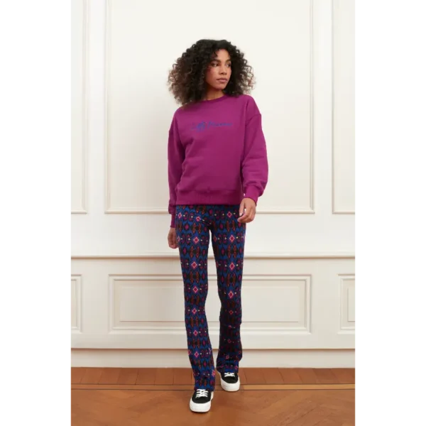 Sweater Sam Plum PL17 + Trouser Sol Multi Snake Print PL37 Lofty Manner Broek Sol PL37 Blauw