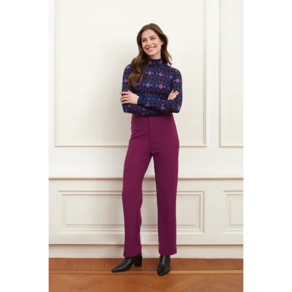 Top Florien Blue Stars Print PL19 + Trouser Hailey Plum PL33 2 Lofty Manner Top Florien PL19 Blauw