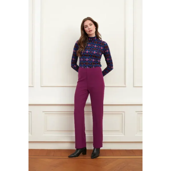 Top Florien Blue Stars Print PL19 + Trouser Hailey Plum PL33 Lofty Manner Top Florien PL19 Blauw