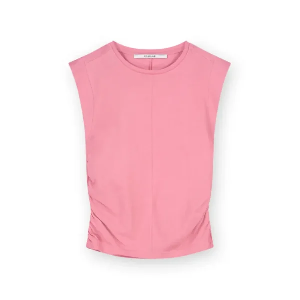 SS25_HOMAGE_H-CS25M106_SleevelessTopWithGathering_Washedpink_59,99 Homage T-shirt H-CS25m106 Pink