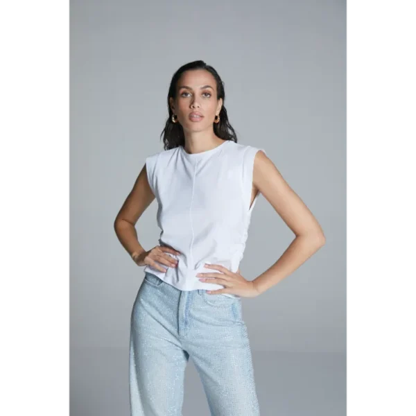 SS25_HOMAGE_H-CS25M106_SleevelessTopWithGathering_White_59,99 Homage T-shirt H-CS25m106 White