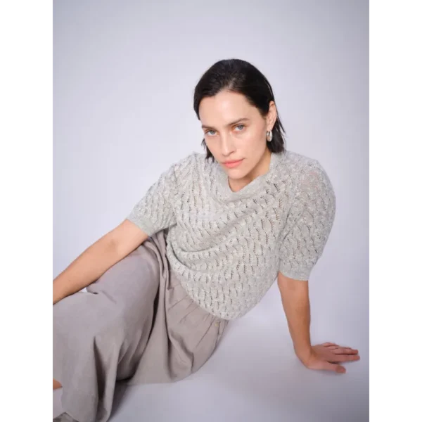 MOS-MOSH_spring_summer_2025_original_168720 829 MMKarin Marisol SS Linen Knit Shadow - 169640 829 MMEnja Alexis Skirt Shadow._1 Mos Mosh Trui MMkarin 168720 829 Groen