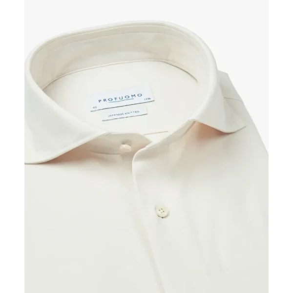 PPWH10002A_100 Profuomo Japanese Knitted Overhemd PPWH10002a Off-White
