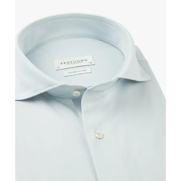 PPWH10002D_100 Profuomo Japanese Knitted Overhemd PPWH10002d Licht Blauw