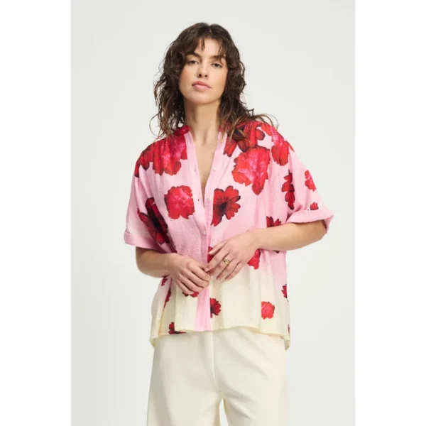 POM-Amsterda_SS25_100_SP9091 POM Amsterdam Blouse Flower SP9091 Off-White