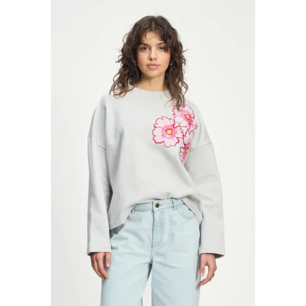 POM-Amsterda_SS25_800_SP9117 POM Amsterdam Sweater Floral SP9117 Grijs