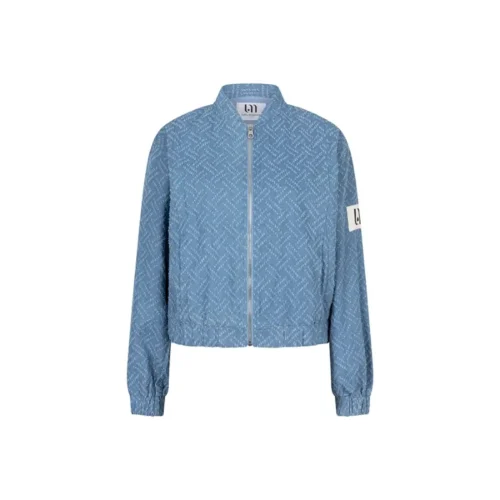 Lofty Manner blazer-bomber Senna in denimblauw, vooraanzicht
