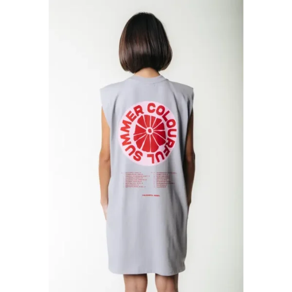 WD116884-214-Lightgrey-24857 Colourful Rebel Jurk Summer Padded wd116884 Grijs