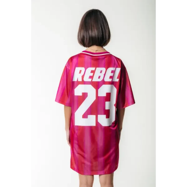 WD116924-671-MediumBrightPink-24863 Colourful Rebel Jurk Taylie Striped Football wd116924 Roze