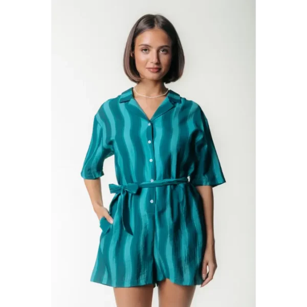 WP216979-405-Brightgreen-25065 Colourful Rebel Playsuit Tru Striped wp216979 Groen